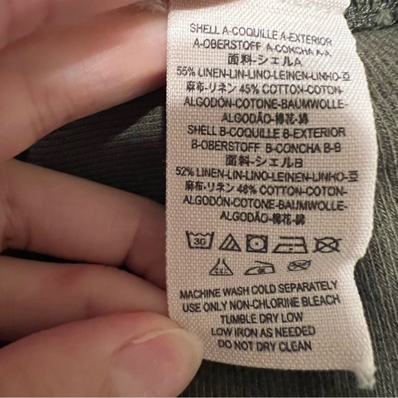 We the Free Linen Moss Green Star Henley Distressed Sweatshirt Sz M Shabby Chic - Picture 9 of 9